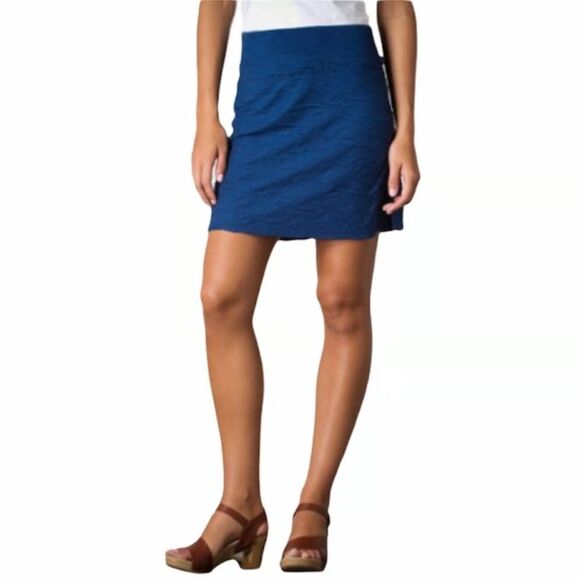TOAD & CO Samba Wave Mini Skirt Women XL Blue Pull On Textured Pockets Casual - Picture 1 of 9
